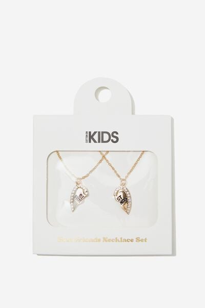 Kids 2 Pk Necklaces, BEST FRIENDS/GOLD HEART