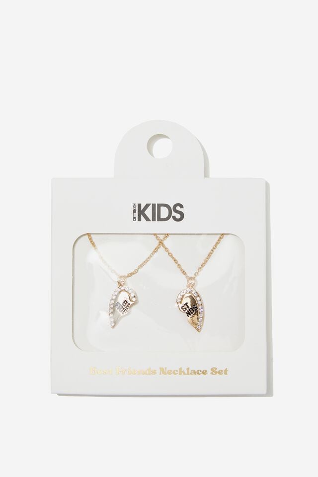Kids 2 Pk Necklaces, BEST FRIENDS/GOLD HEART