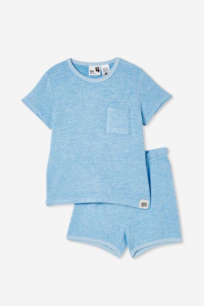 Max Short Sleeve Pyjama Set, BLUE PUNCH/SKY HAZE