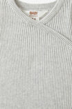 Organic Rib Knit Cross Over Tie Bubbysuit, CLOUD MARLE - example image 2