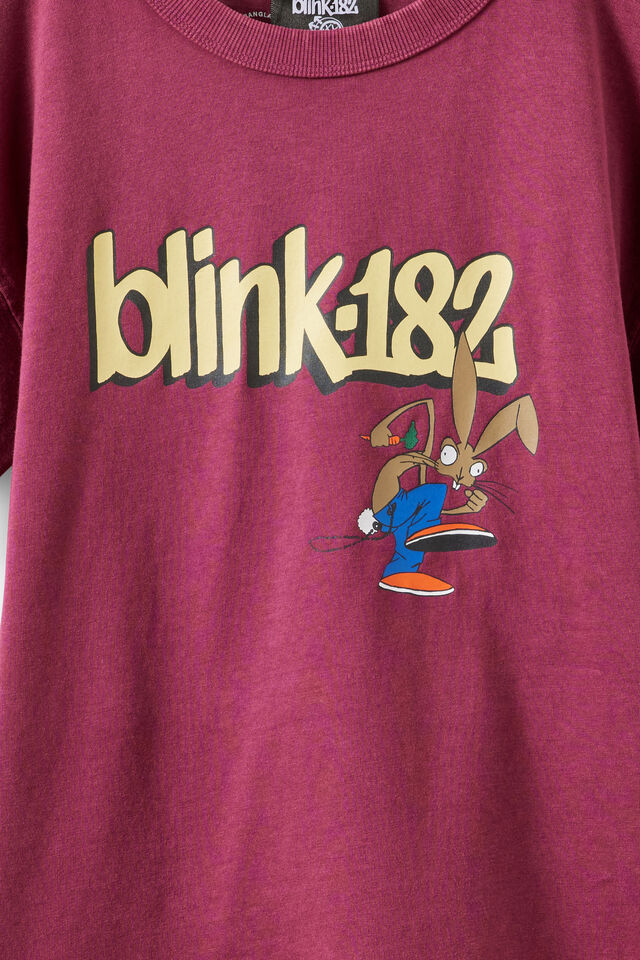 Blink 182 Music Drop Shoulder SS Tee, LCN BRA BERRY JAM/BLINK 182