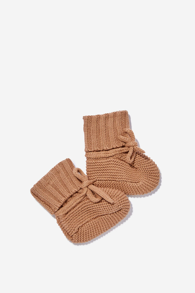 Organic Knit Booties, TAUPY BROWN