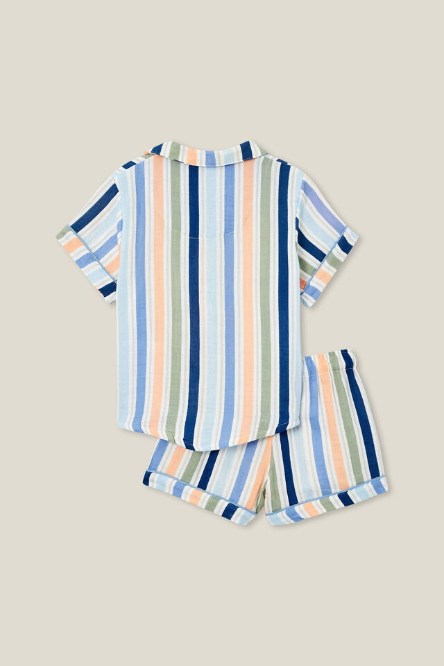 Archer Short Sleeve Pyjama Set, PETTY BLUE/MULTI STRIPE