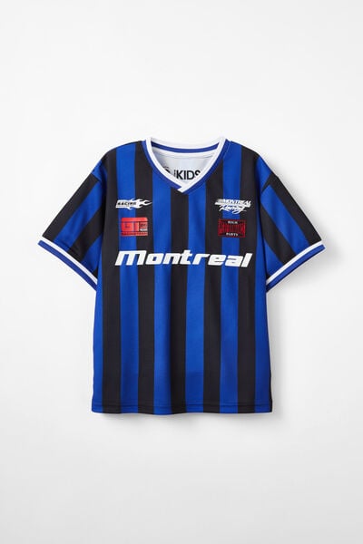 Pit Stop Short Sleeve Collar Tee, BLACK BLUE STRIPE/MONTREAL