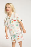 Riley Short Sleeve Pyjama Set Personalised, VANILLA/CHRISTMAS MOTIFS - alternate image 1