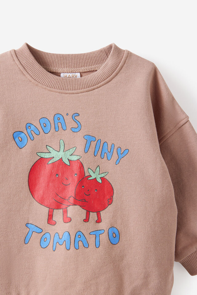 Baby Sweater, OATMILK/DADA TINY TOMATO