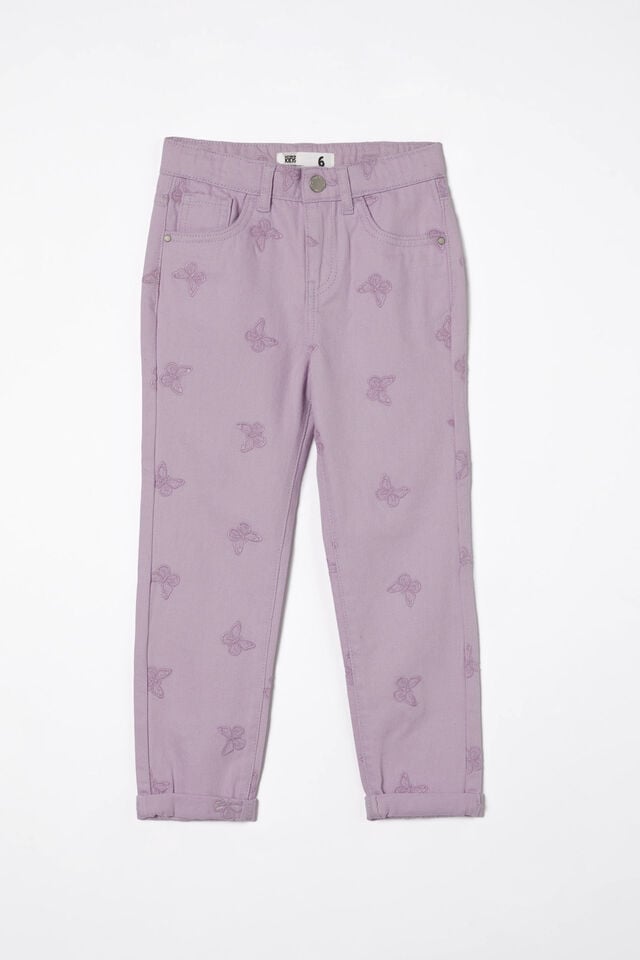 India Mom Jean, LILAC DROP/BUTTERFLY EMBROIDERY