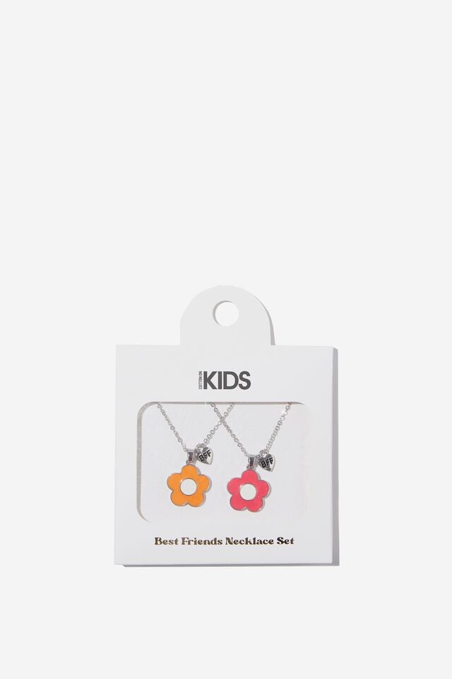 Kids 2 Pk Necklaces, BEST FRIENDS/SILVER DAISY
