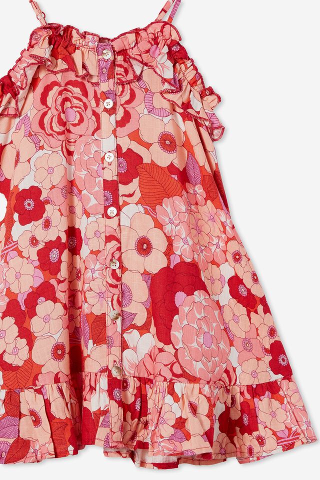 Libby Sleeveless Dress, RED ORANGE/NEW YORK FLORAL