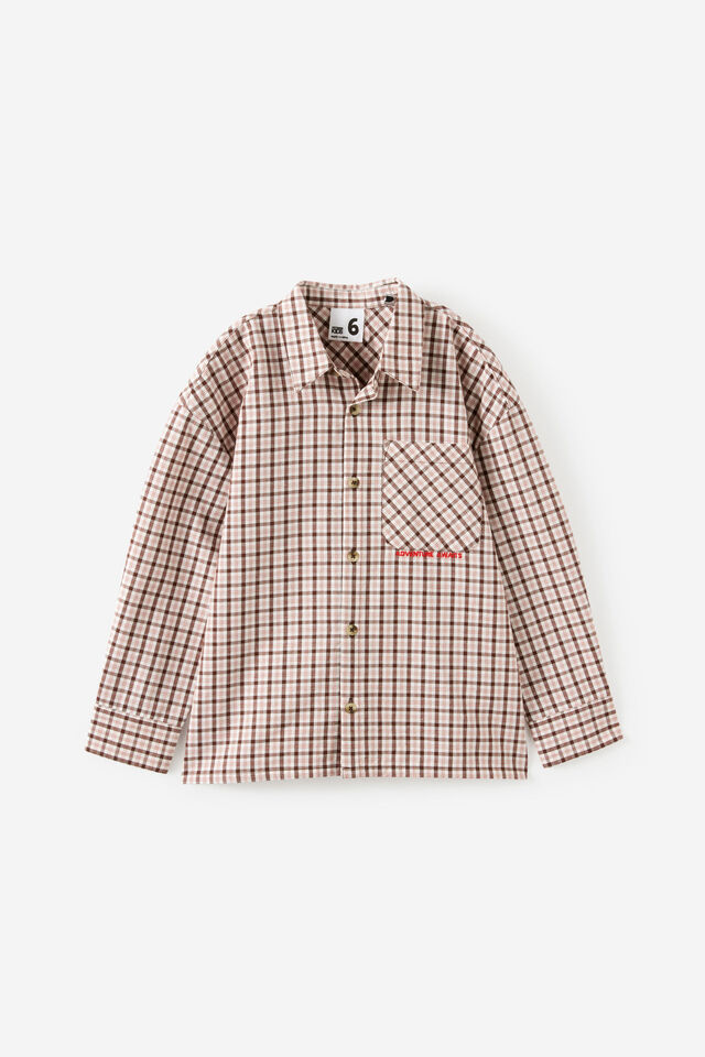 Billy Boxy Skate Shirt, WASHED STONE/ROCKY ROAD CHECK