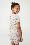 Ruby Short Sleeve Pyjama Set, HAPPY ICONS LIGHT GREY MARLE