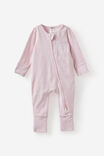 The Ls Zip Romper - Jacquard - Personalised, TEA PARTY PINK/TEXTURED HEART - example image 2