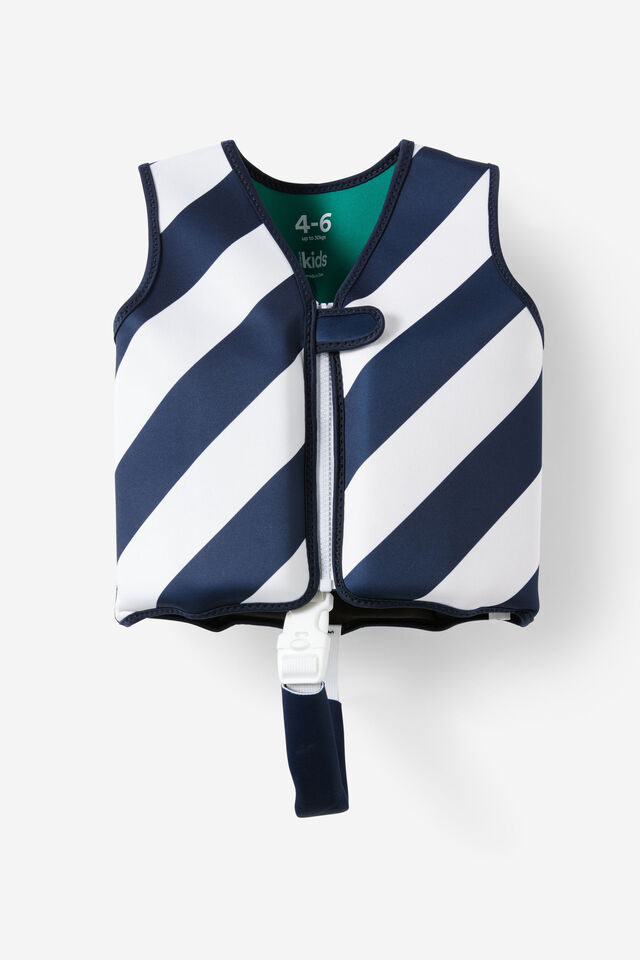 Kids Swim Vest, SQUID INK/BOLD STRIPE SHARK