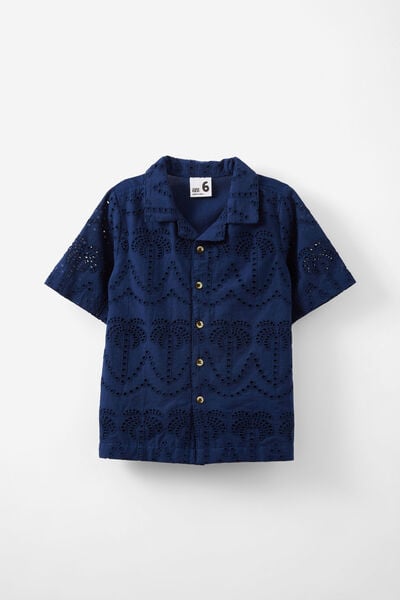 Cabana Short Sleeve Shirt, IN THE NAVY/PALM BRODERIE