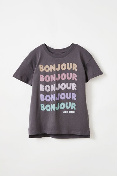 Poppy Short Sleeve Graphic Print Tee, RABBIT GREY/BONJOUR