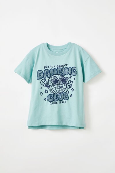 Poppy Short Sleeve Graphic Print Tee, BARBER BLUE/DANCING CLUB