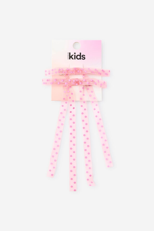 Kids Multi Pack Bow Hair Clips, STRAWBERRY MILK/PRINTED SPOT