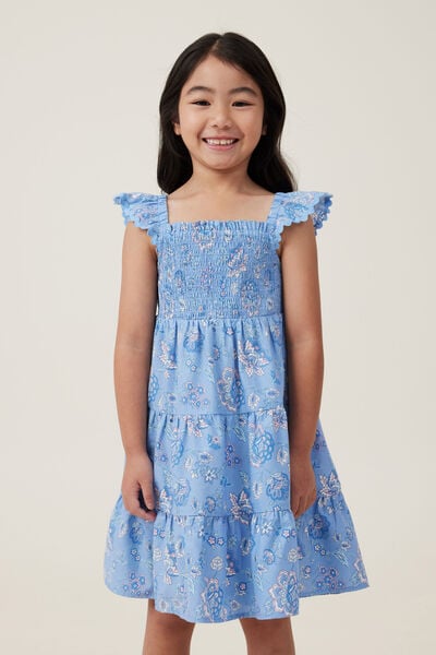 Amy Tiered Dress, DUSK BLUE/FRIDA FOLK FLORAL