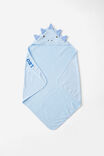 Baby Snuggle Towel - Personalised, WHITE WATER BLUE/DINO - alternate image 1