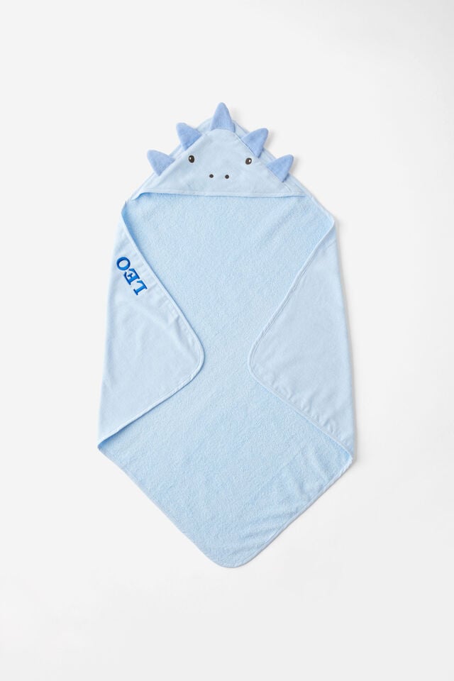 Baby Snuggle Towel - Personalised, WHITE WATER BLUE/DINO