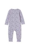 The Long Sleeve Footless Zip Romper, PALE VIOLET/DAISY GARDEN
