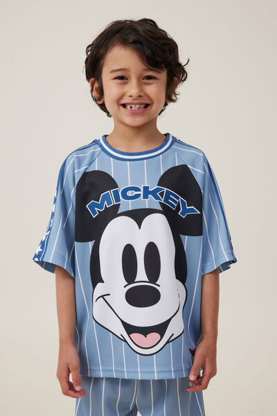 Camiseta - License Soccer Jersey, LCN DIS DUSTY BLUE STRIPE 1/MICKEY FACE