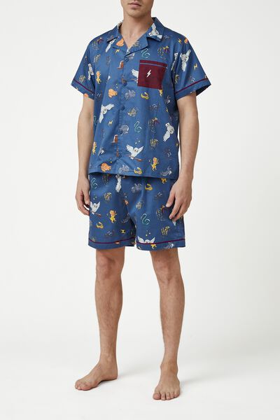 Carter Unisex Short Sleeve Pyjama Set Licensed, LCN WB HARRY POTTER/PETTY BLUE