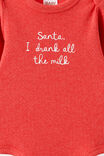 Organic Pointelle Long Sleeve Bubbysuit, VARSITY RED MARLE/SANTA I DRANK ALL THE MILK - example image 3
