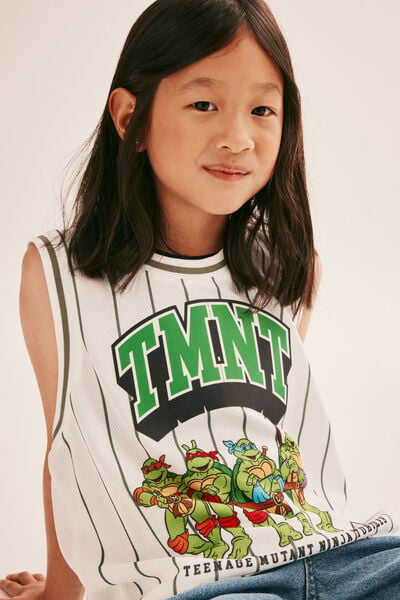 Regata - License Basketball Tank, LCN NIC WHITE & SWAG GREEN STRIPE/TMNT