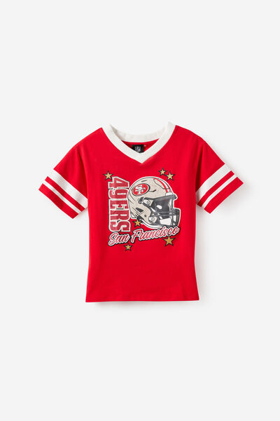 License Short Sleeve V Neck Jersey, LCN NFL VARSITY RED/49NERS
