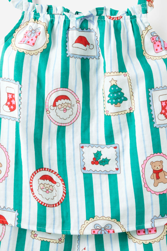 Kids Babydoll Family Xmas Pj Set, ENGLISH IVY/SANTA STAMP
