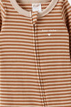 Growie Long Sleeve Zip Romper, LATTE CREAM-CARAMEL FUDGE STRIPE/TOO CUTE - example image 2