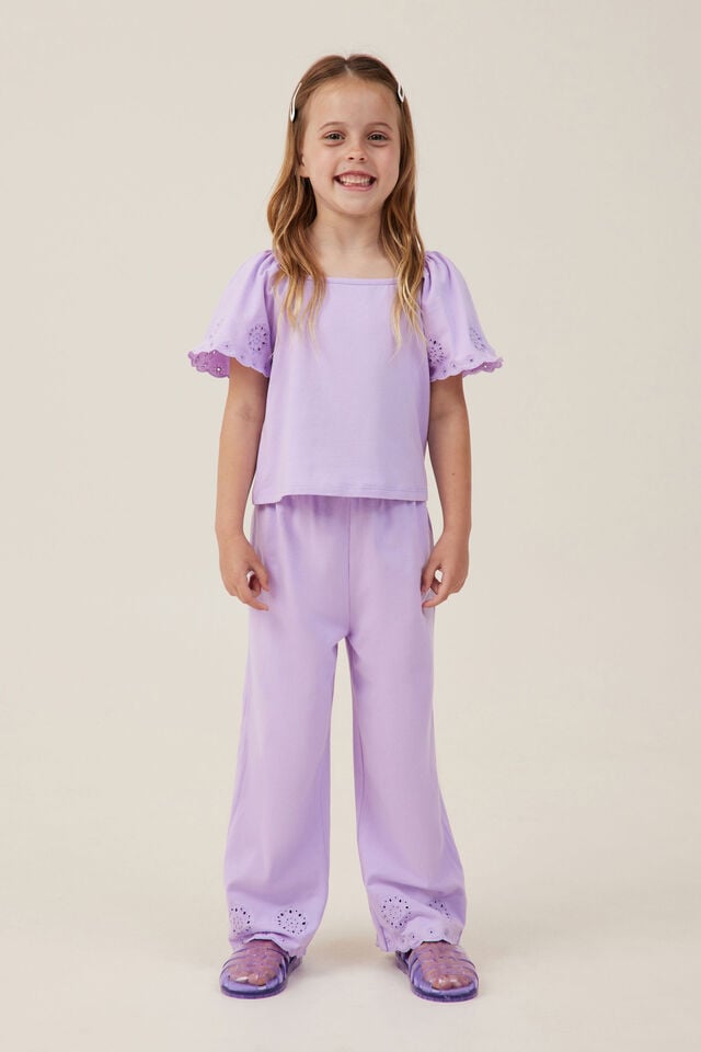 Piper Broderie Pant, LILAC DROP