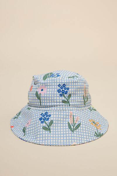 Swim Bucket Hat, VANILLA/GRID FLORAL