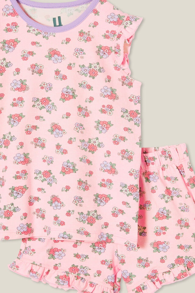 Stacey Short Sleeve Flutter Pyjama Set, CRYSTAL PINK/AVA DITSY FLORAL
