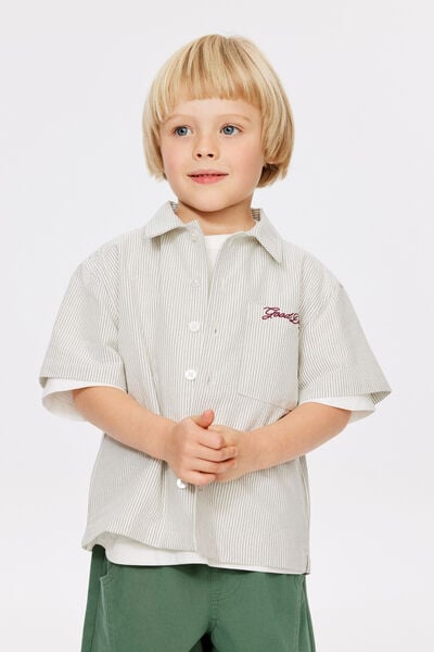 Jasper Boxy Skate Shirt, GREY/WHITE STRIPE GOOD DAYS