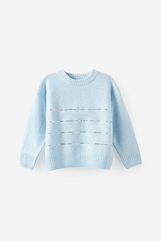 Soft Knit Sweater, BLUE WHISPER/SEQUIN