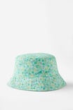 Kids Reversible Bucket Hat, FRESH GREEN DITSY FLORAL/BARBER BLUE - alternate image 1