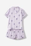 Casey Short Sleeve Pyjama Set, VINTAGE LILAC/STRIPE BOWS - alternate image 3