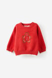Baby Organic Blend Knit Sweater, VARSITY RED MARLE/GINGERBREAD MAN - example image 1