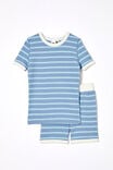 Tyler Short Sleeve Pyjama Set, MARIAN STRIPE DUSTY BLUE/BARBER BLUE - alternate image 1