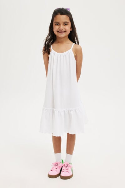 Hallie Tiered Dress, WHITE