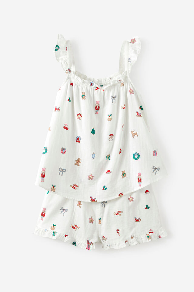 Adults Babydoll Family Xmas Pj Set, VANILLA/EVERYTHING CHRISTMAS