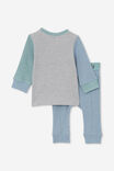 Pijamas - The Baby Waffle Pyjama Set Licensed, LCN WB DUSTY BLUE MARLE/BUGS BUNNY VARSITY - vista alternativa 3