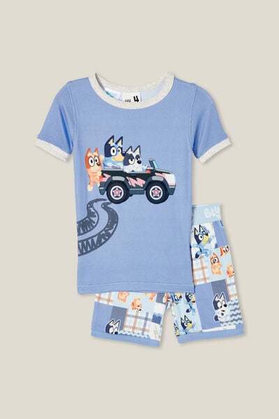 Sawyer Super Soft Short Sleeve Pyjama Set License, LCN BLU DUSK BLUE/BLUEY ROAD TRIP
