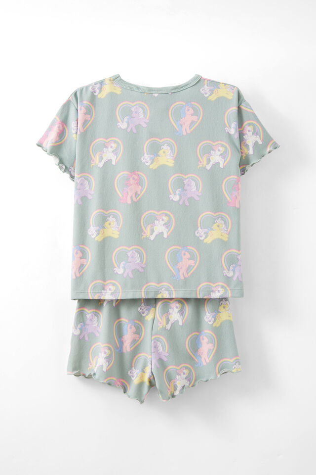 My Little Pony Dani Short Sleeve Pyjama Set, LCN HAS BARBER BLUE/MLP HEARTS