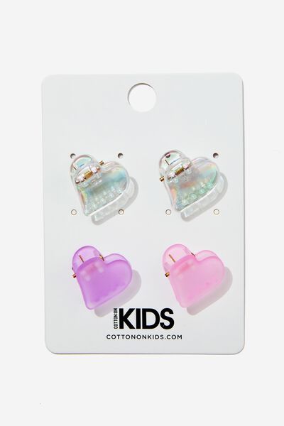 Claudette Claw Clips, BRIGHT ICY GLITTER HEARTS