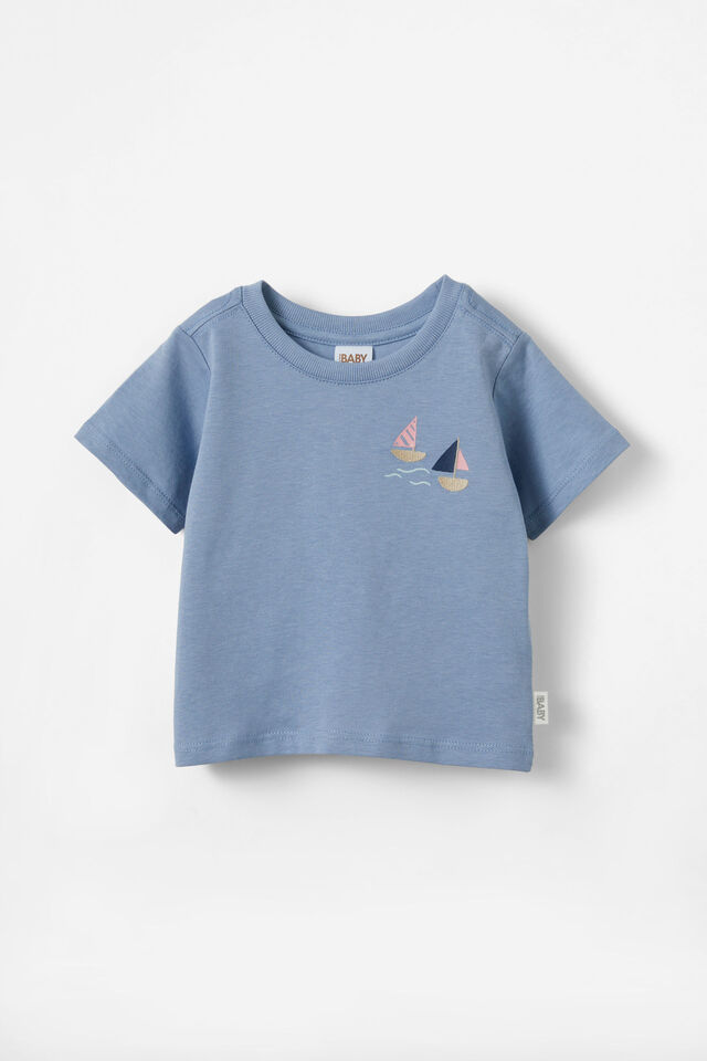 Jamie Short Sleeve Graphic Print Tee, DUSTY BLUE/SAIL AWAY