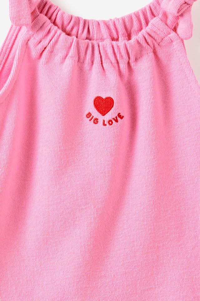 Baby Textured Ruffle Playsuit, STRAWBERRY MILK