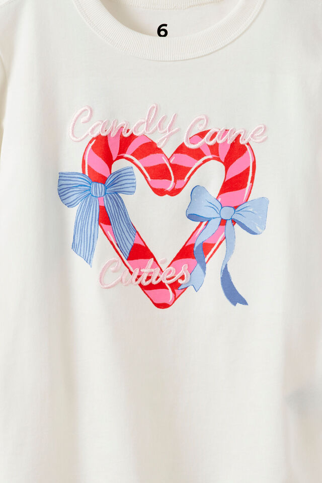 Essential Short Sleeve Graphic Tee, VANILLA/CANDY CANE CUTIES